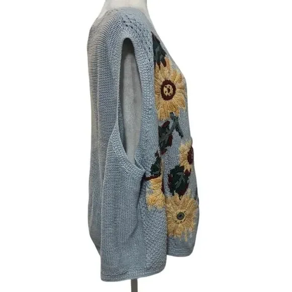 Vintage JK Alpine Collection Sunflower Sweater Vest Van Gogh Inspired Size 26/28 - Picture 3 of 5